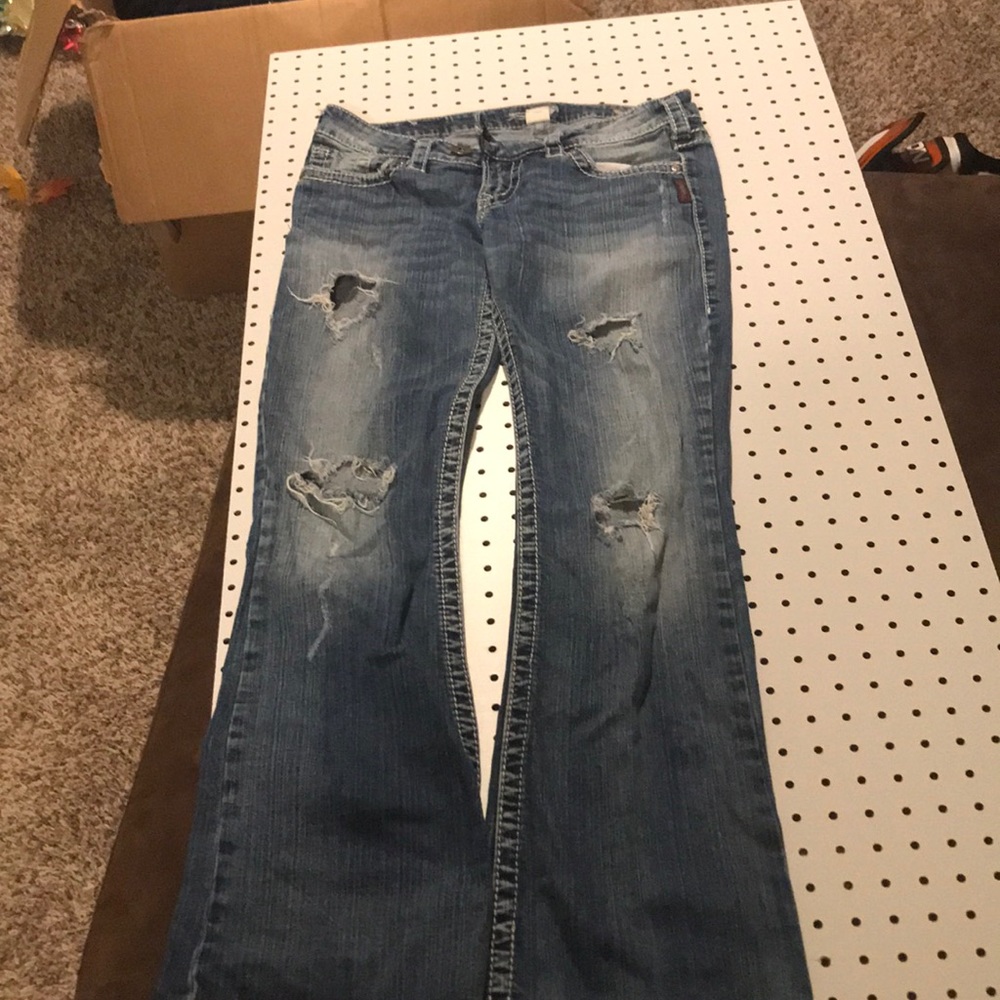 Holy silver jeans